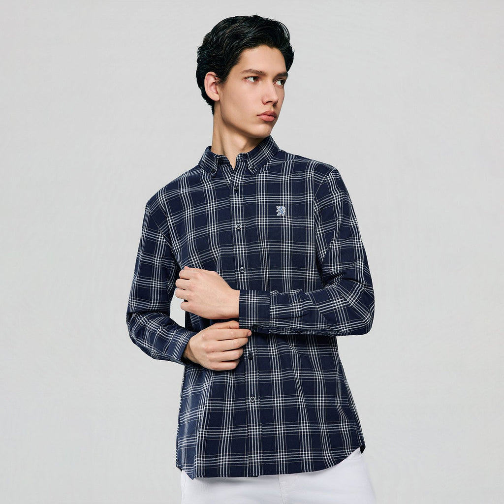 Men’s Cotton Slim Oxford Shirt with Embroidery