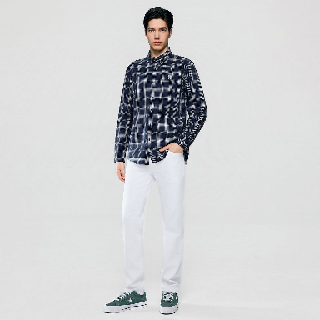Men’s Cotton Slim Oxford Shirt with Embroidery