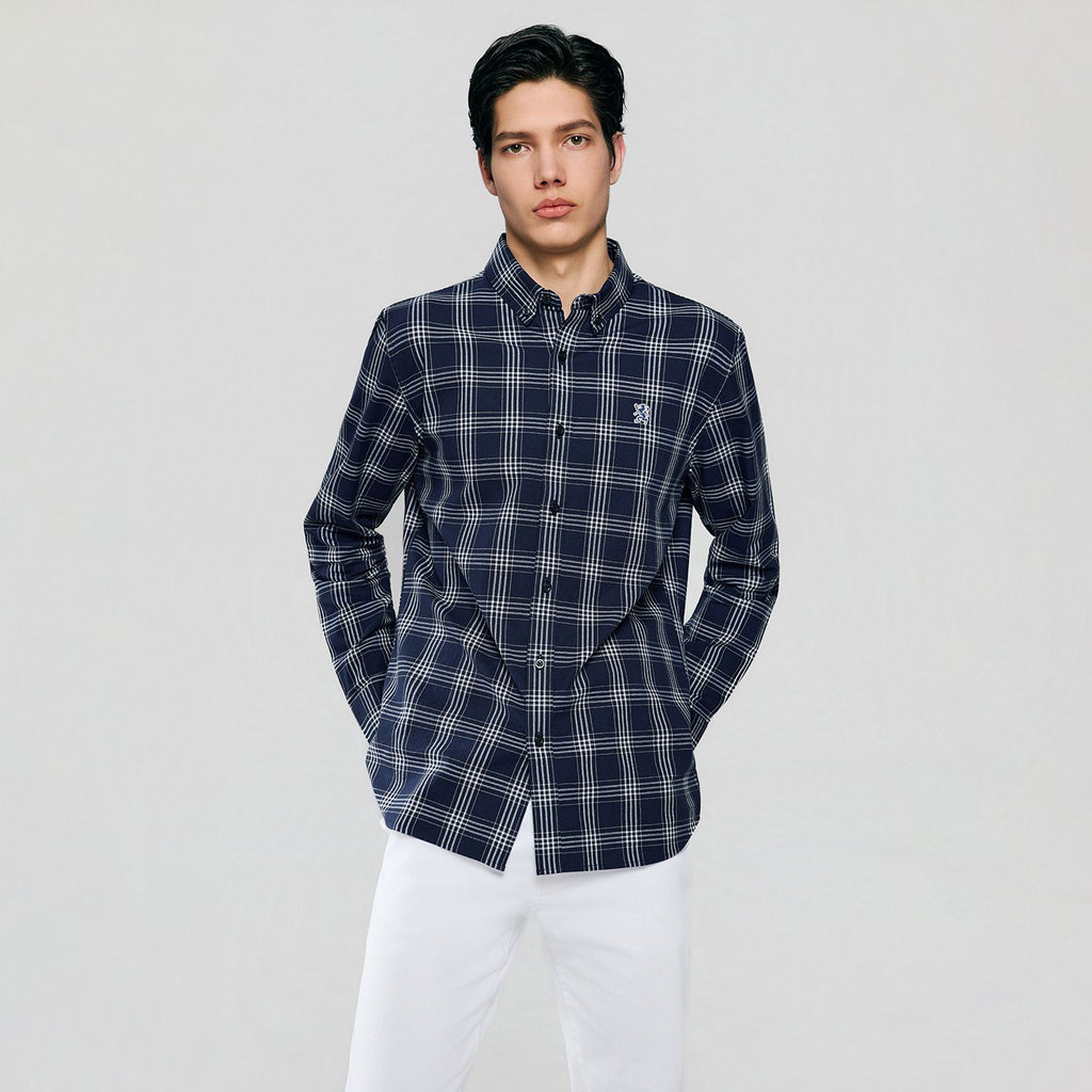 Men’s Cotton Slim Oxford Shirt with Embroidery