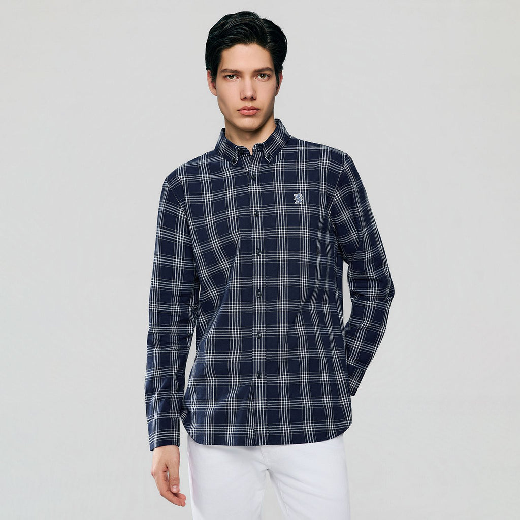 Men’s Cotton Slim Oxford Shirt with Embroidery