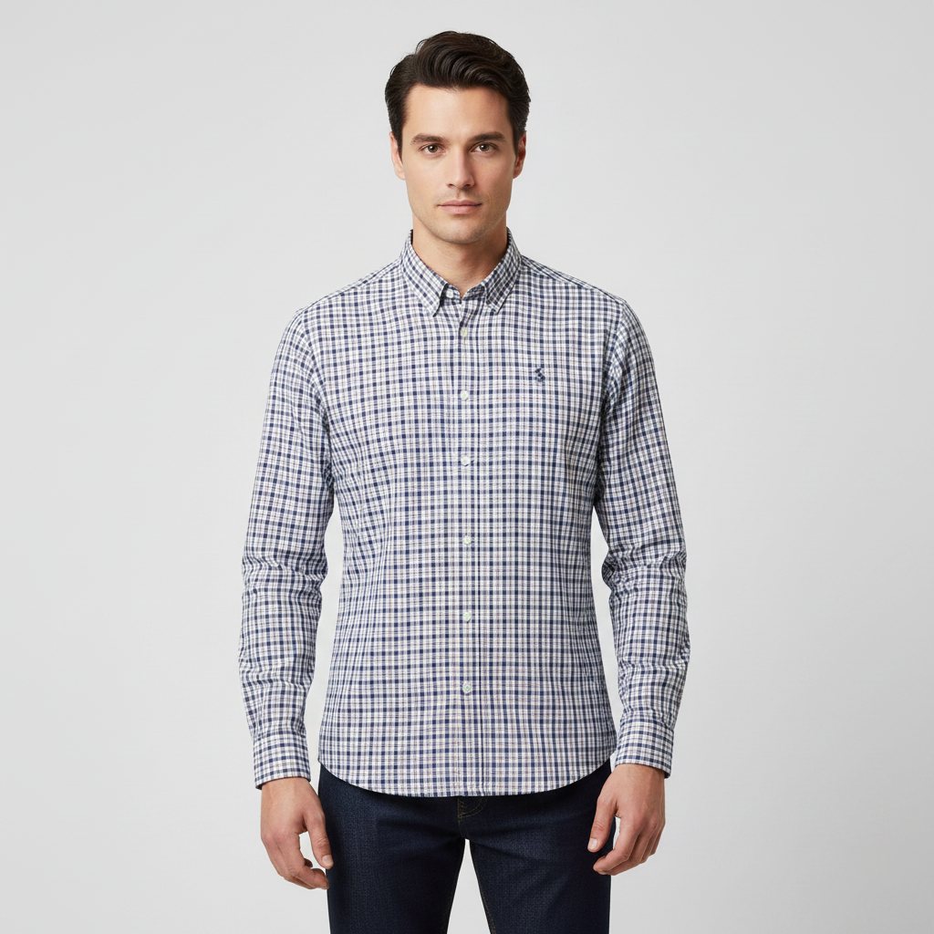 Men’s Cotton Slim Oxford Shirt with Embroidery
