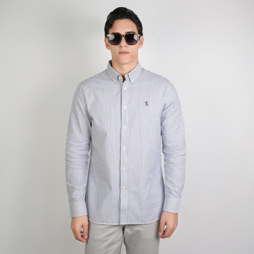 Men’s Cotton Slim Oxford Shirt with Embroidery