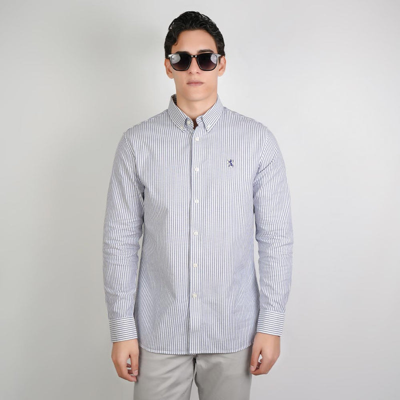 Men’s Cotton Slim Oxford Shirt with Embroidery