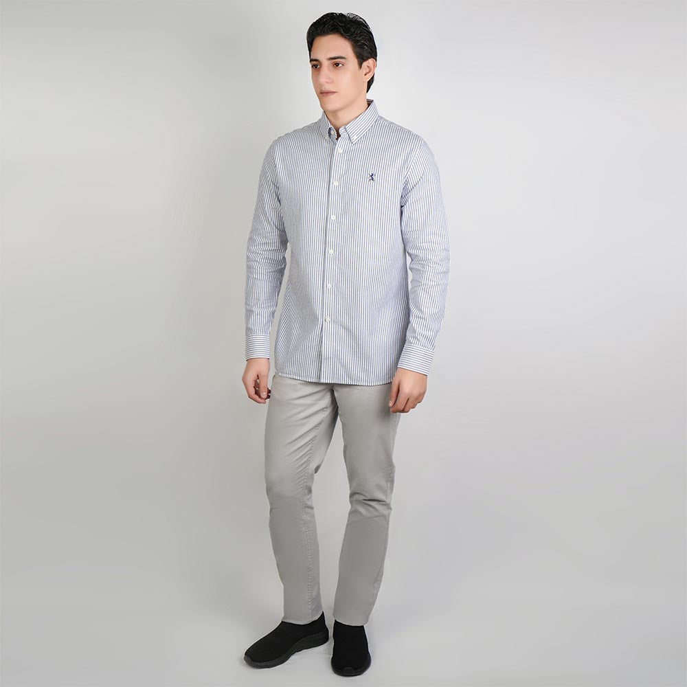 Men’s Cotton Slim Oxford Shirt with Embroidery