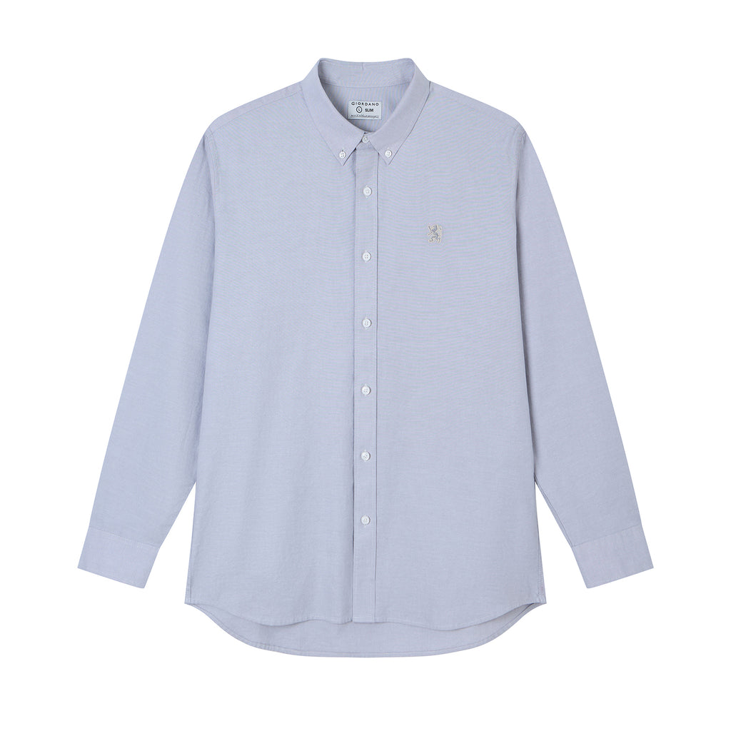 Men’s Cotton Slim Oxford Shirt with Embroidery