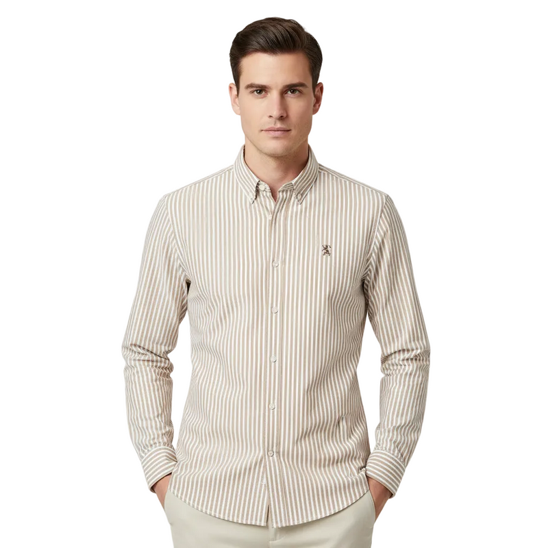Men’s Cotton Slim Oxford Shirt with Embroidery