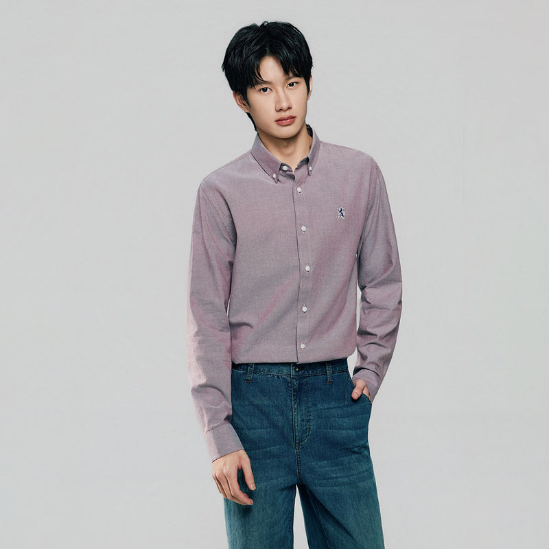 Men’s Cotton Slim Oxford Shirt with Embroidery