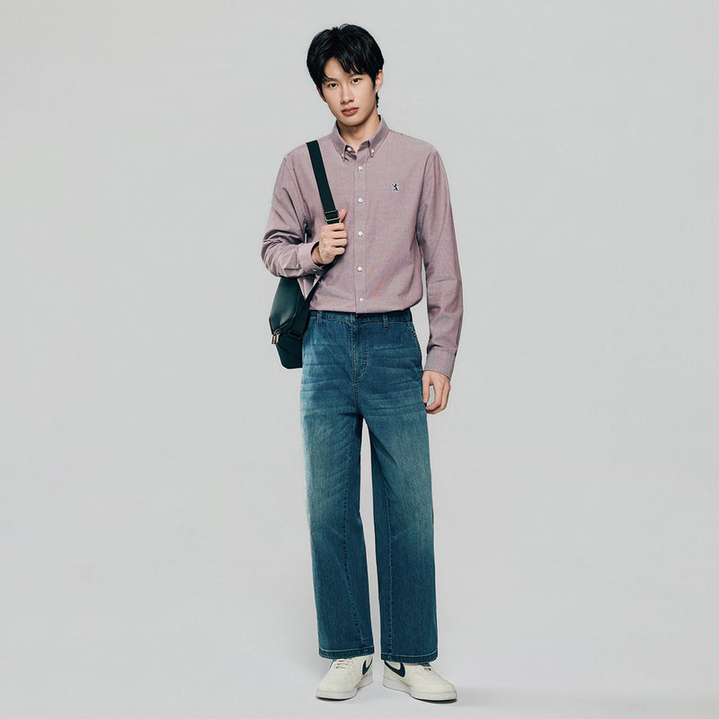 Men’s Cotton Slim Oxford Shirt with Embroidery