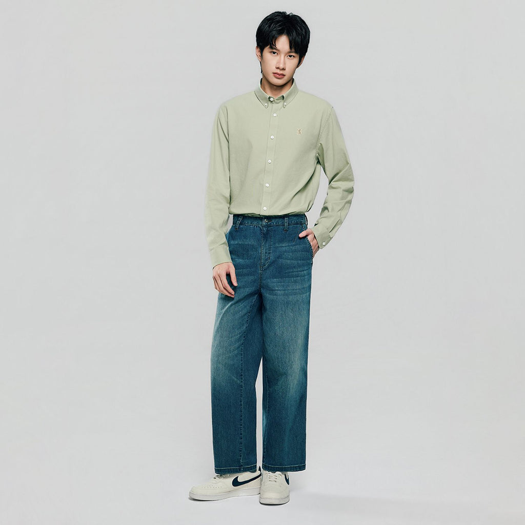 Men’s Cotton Slim Oxford Shirt with Embroidery