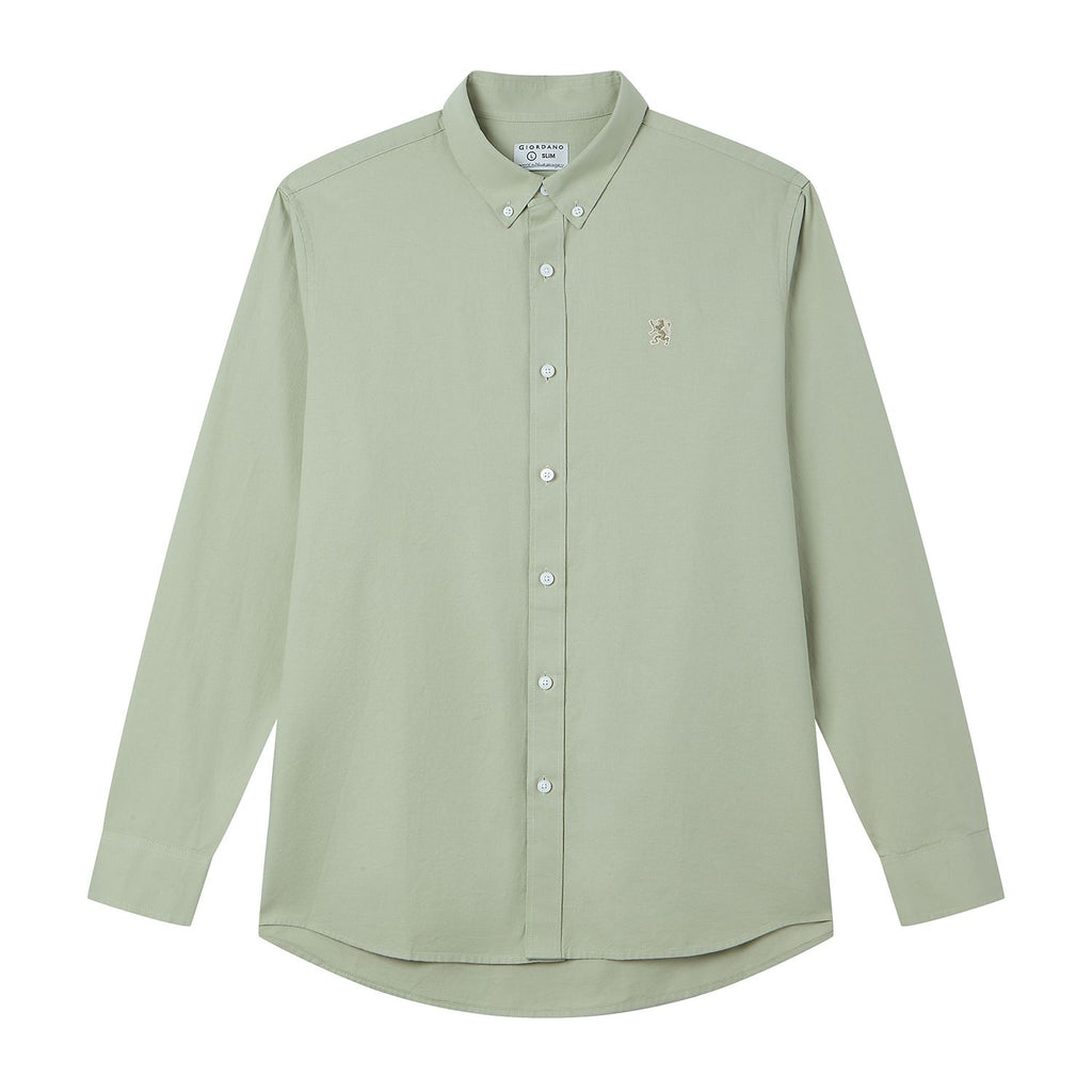 Men’s Cotton Slim Oxford Shirt with Embroidery