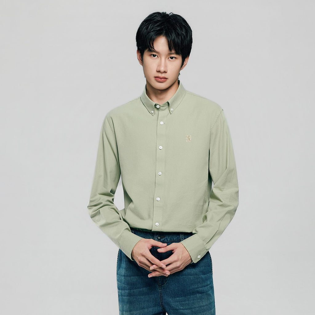 Men’s Cotton Slim Oxford Shirt with Embroidery