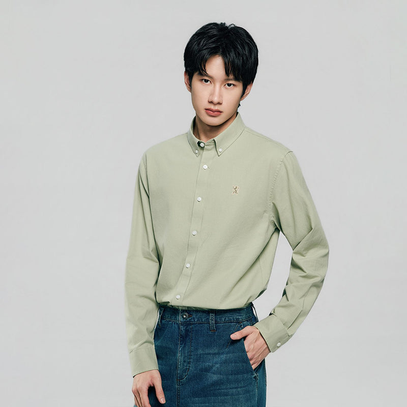 Men’s Cotton Slim Oxford Shirt with Embroidery