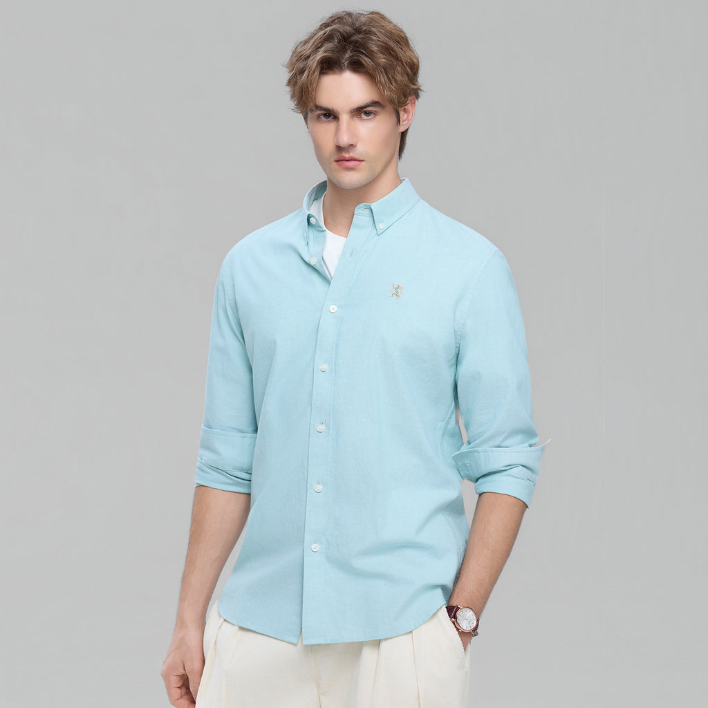 Men’s Cotton Slim Oxford Shirt with Embroidery