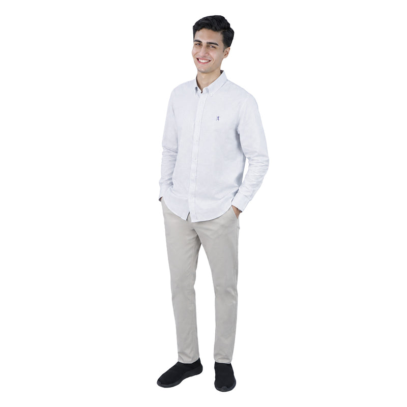 Men’s Cotton Slim Oxford Shirt with Embroidery