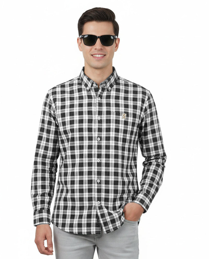 Men’s Cotton Slim Oxford Shirt with Embroidery