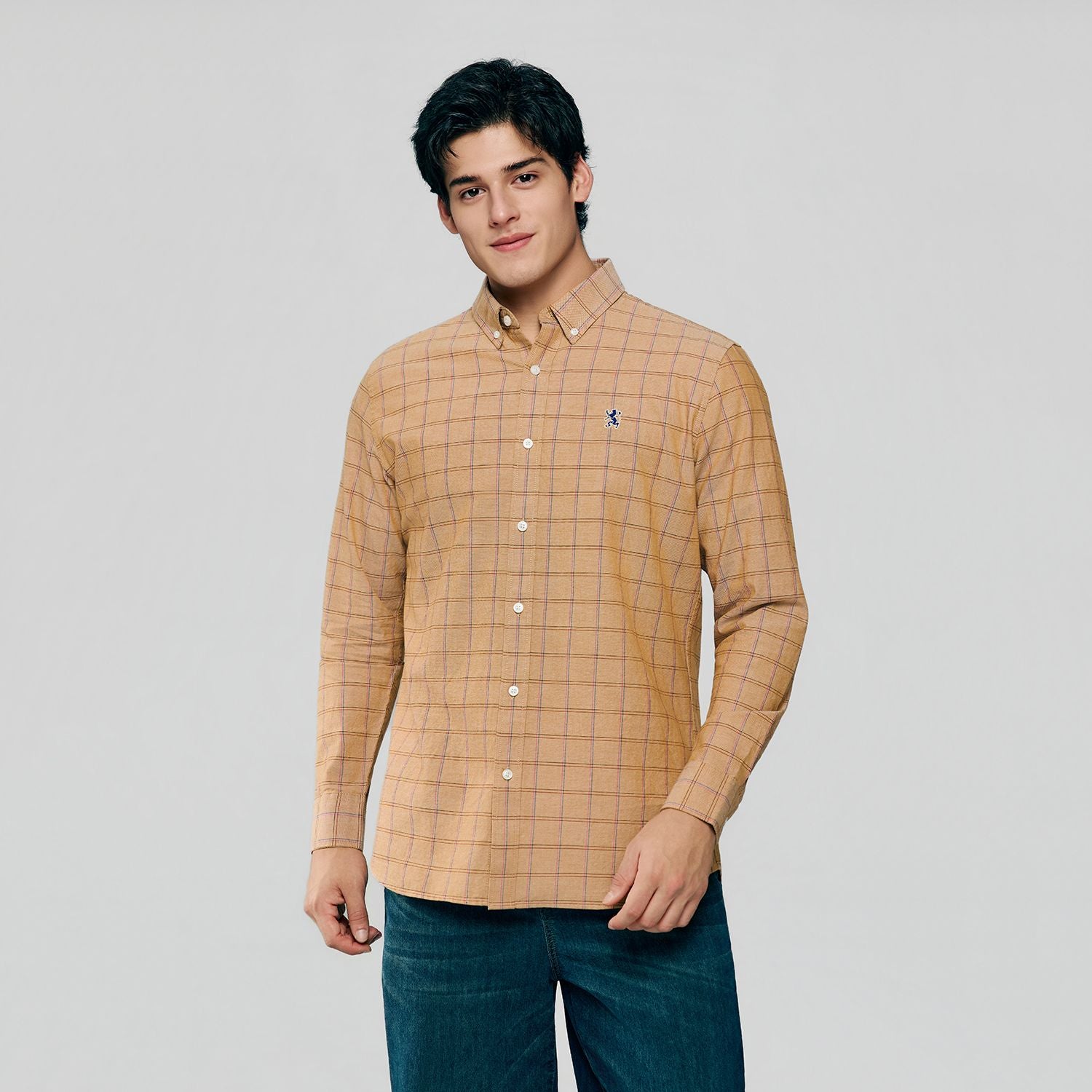 Men’s Cotton Slim Oxford Shirt with Embroidery