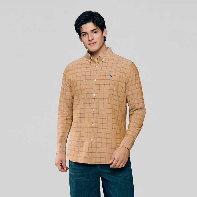 Men’s Cotton Slim Oxford Shirt with Embroidery