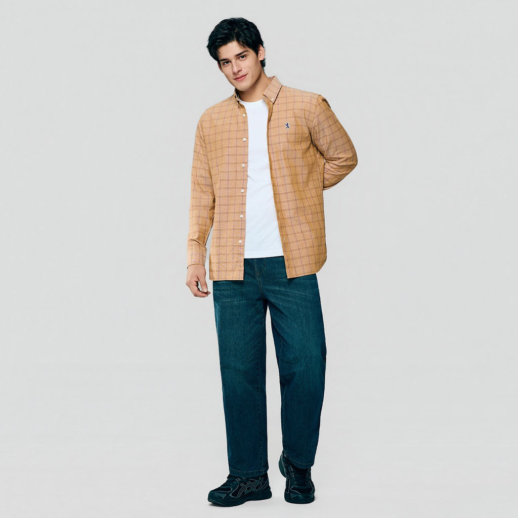 Men’s Cotton Slim Oxford Shirt with Embroidery