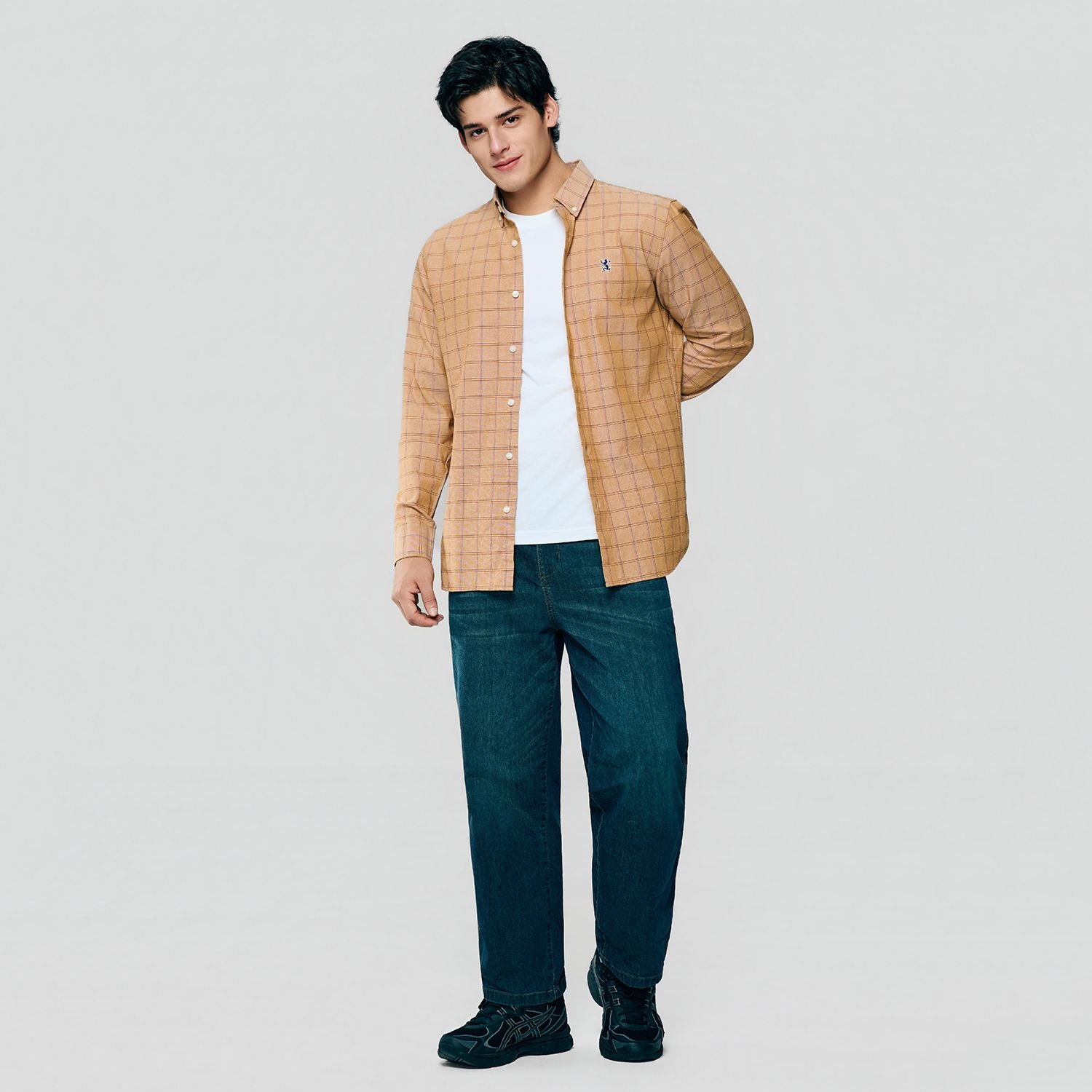 Men’s Cotton Slim Oxford Shirt with Embroidery