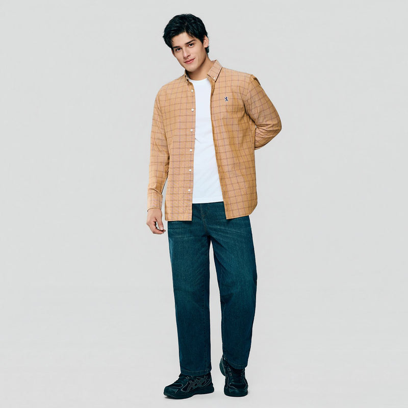 Men’s Cotton Slim Oxford Shirt with Embroidery