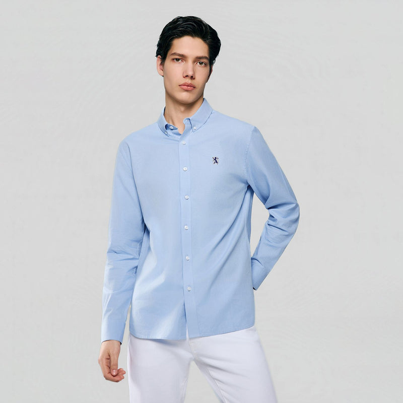 Men’s Cotton Slim Oxford Shirt with Embroidery