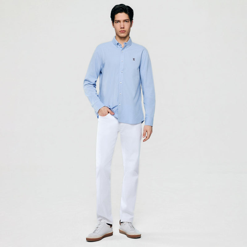 Men’s Cotton Slim Oxford Shirt with Embroidery