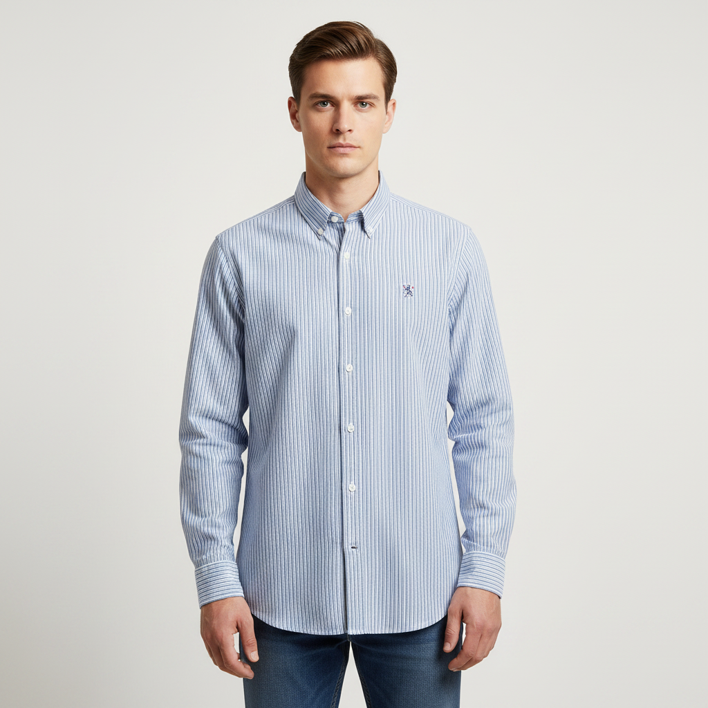 Men’s Cotton Slim Oxford Shirt with Embroidery