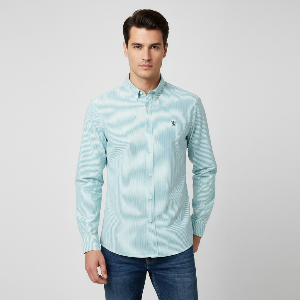 Men’s Cotton Slim Oxford Shirt with Embroidery