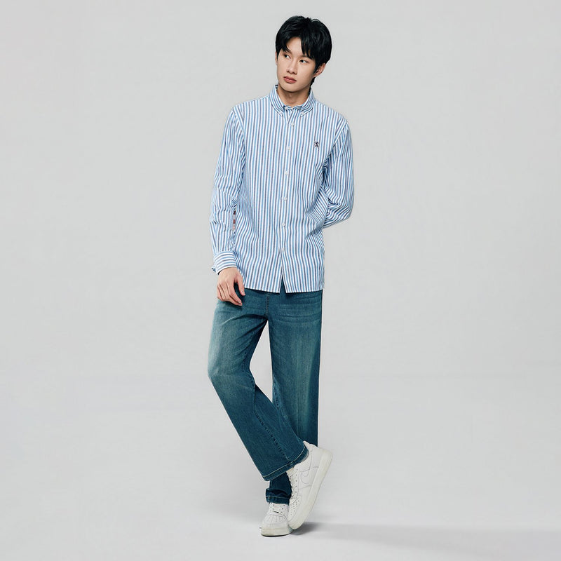Men’s Cotton Slim Oxford Shirt with Embroidery