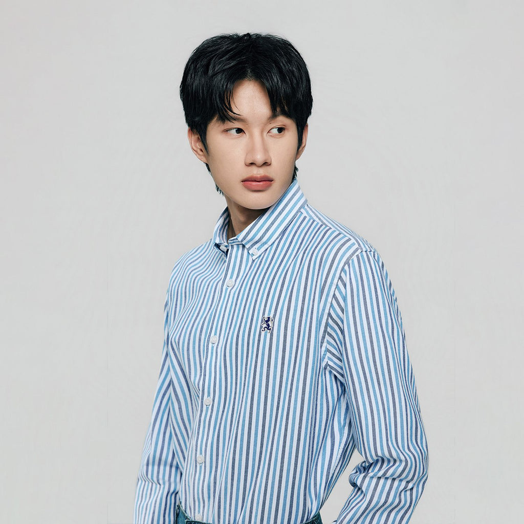 Men’s Cotton Slim Oxford Shirt with Embroidery