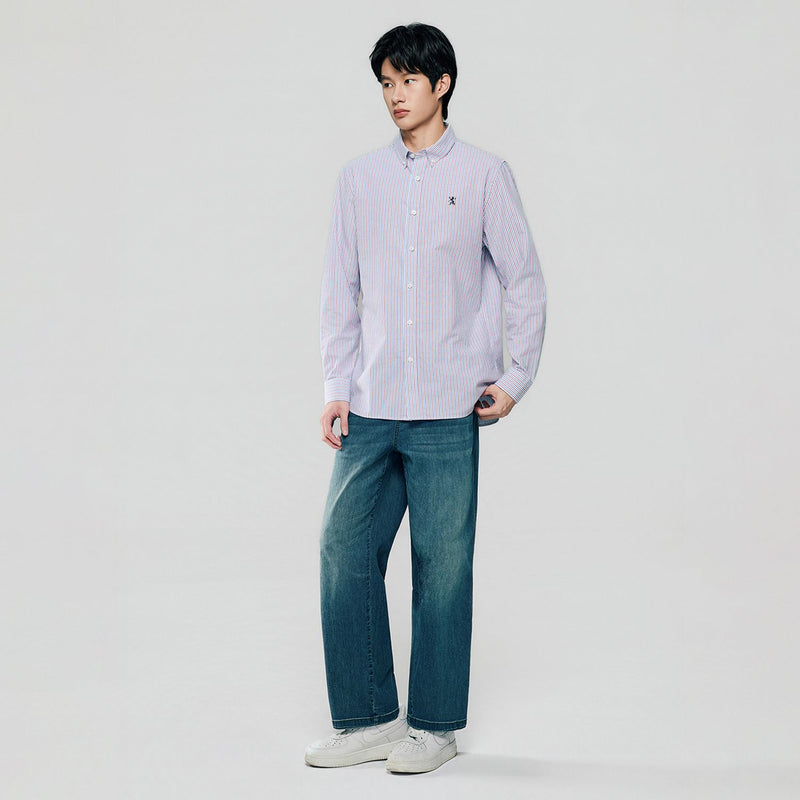 Men’s Cotton Slim Oxford Shirt with Embroidery