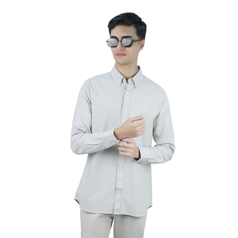 Men’s Cotton Slim Oxford Shirt with Embroidery
