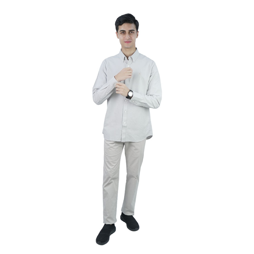 Men’s Cotton Slim Oxford Shirt with Embroidery