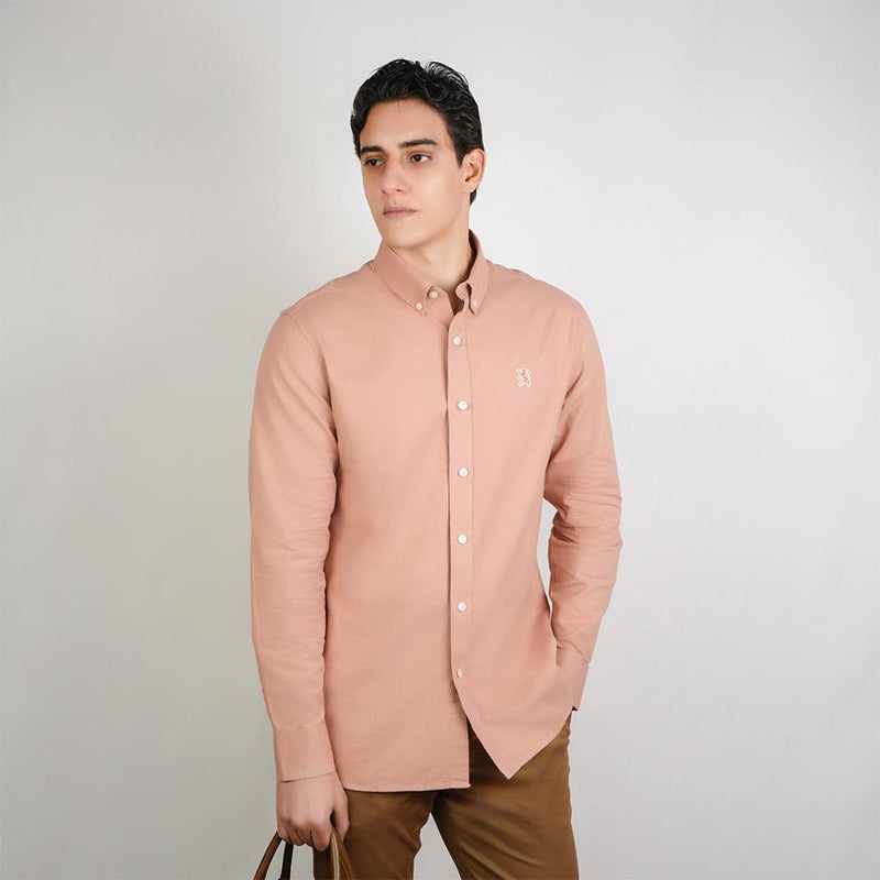 Men’s Cotton Slim Oxford Shirt with Embroidery