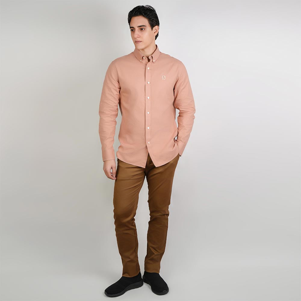 Men’s Cotton Slim Oxford Shirt with Embroidery