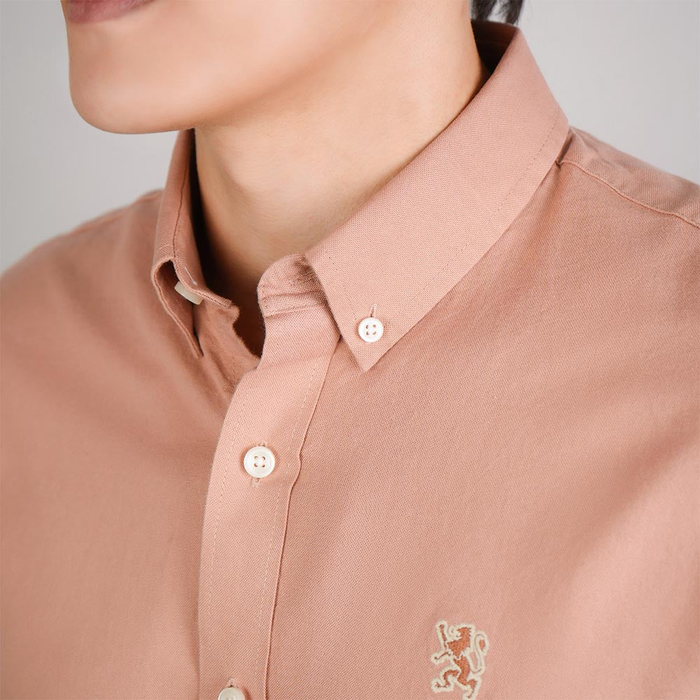Men’s Cotton Slim Oxford Shirt with Embroidery