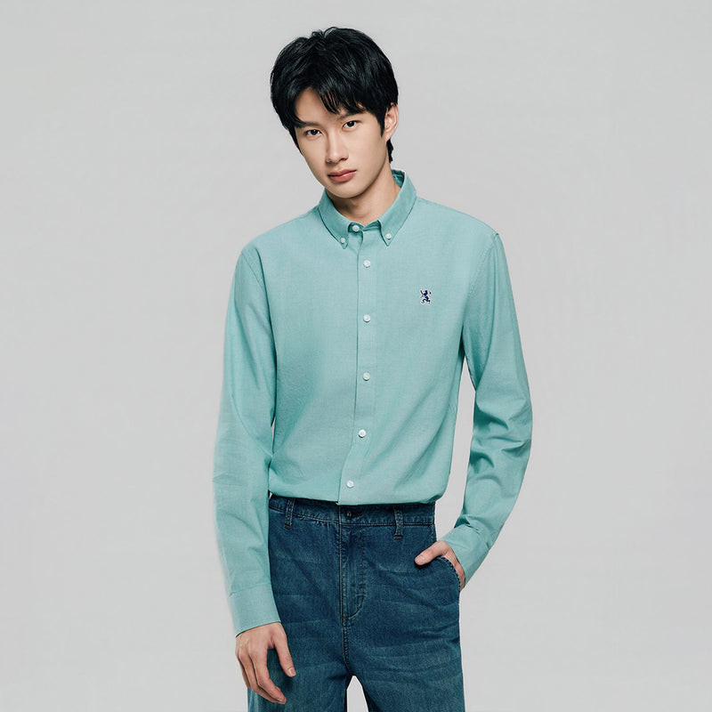 Men’s Cotton Slim Oxford Shirt with Embroidery