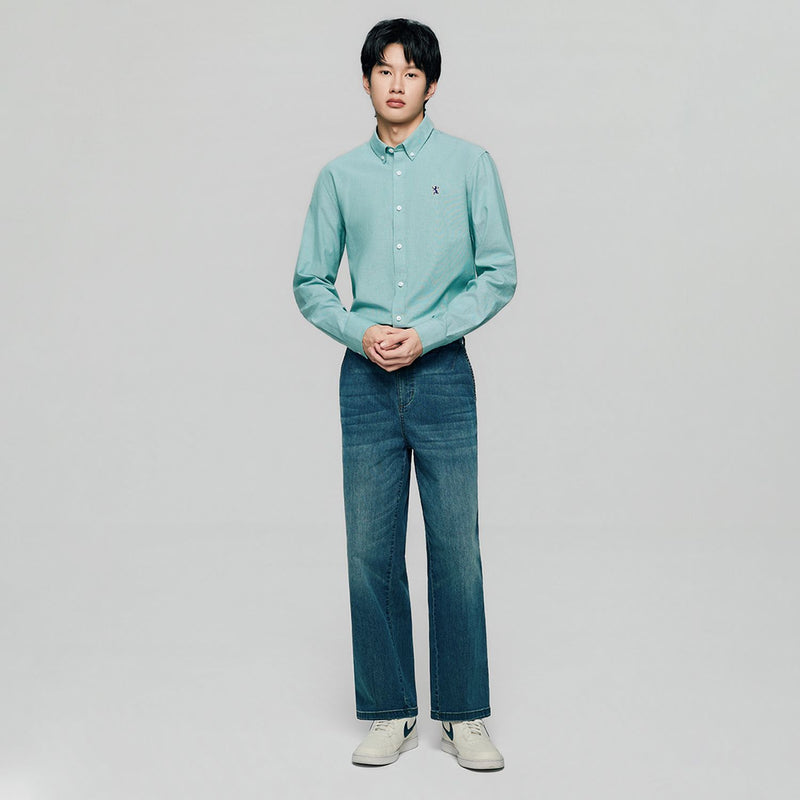 Men’s Cotton Slim Oxford Shirt with Embroidery