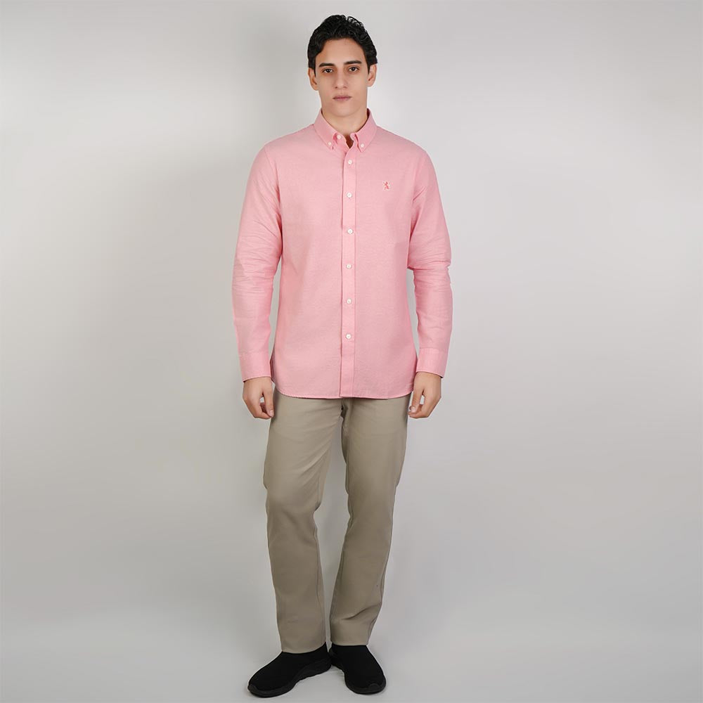 Men’s Cotton Slim Oxford Shirt with Embroidery