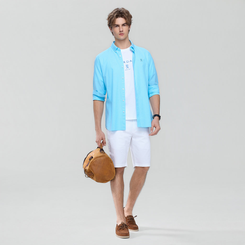 Men’s Cotton Slim Oxford Shirt with Embroidery