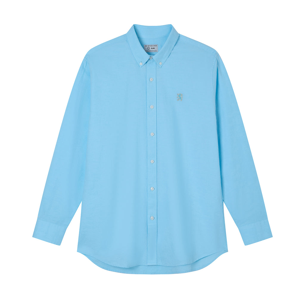 Men’s Cotton Slim Oxford Shirt with Embroidery