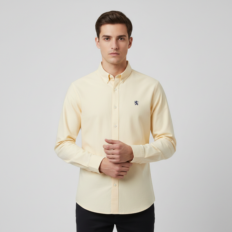 Men’s Cotton Slim Oxford Shirt with Embroidery