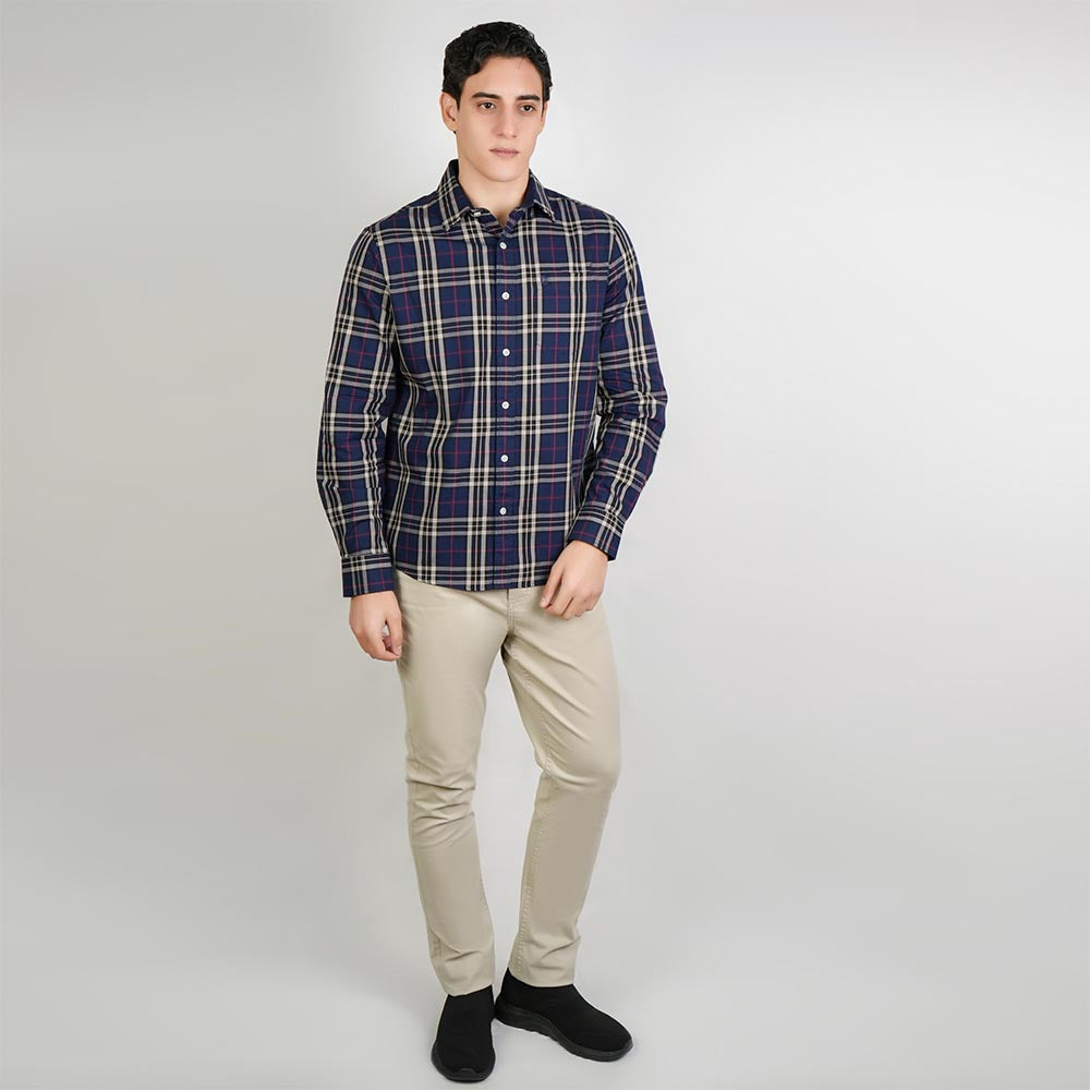 Men's Washed Cotton Band Collar Shirt