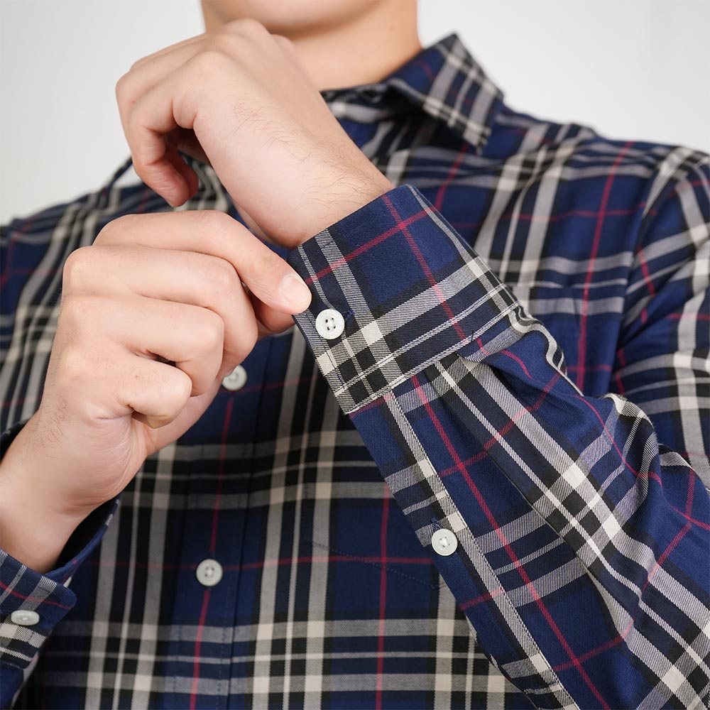 Men's Washed Cotton Band Collar Shirt