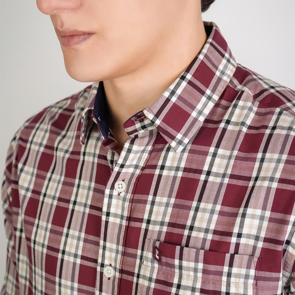 Men's Washed Cotton Band Collar Shirt