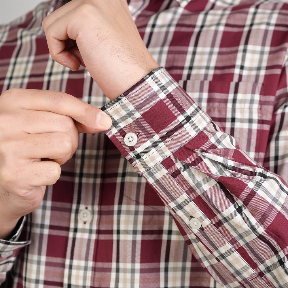 Men's Washed Cotton Band Collar Shirt