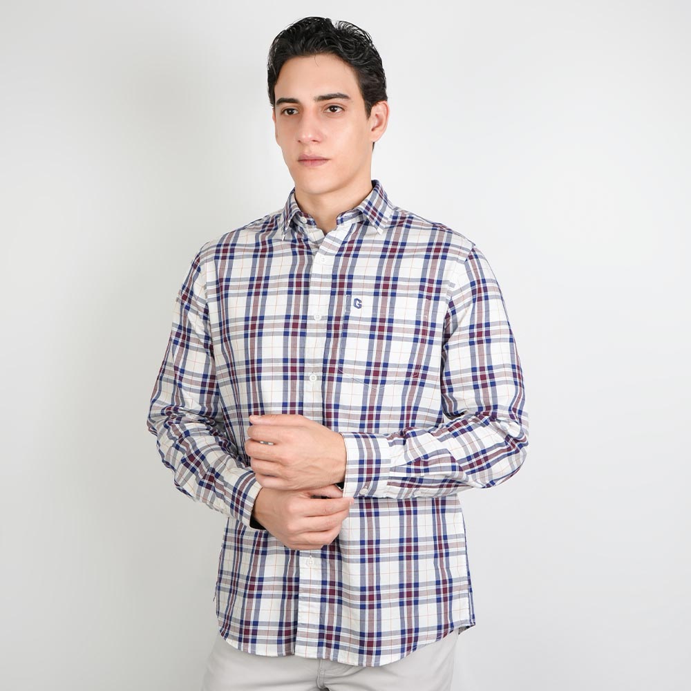 Men's Washed Cotton Band Collar Shirt