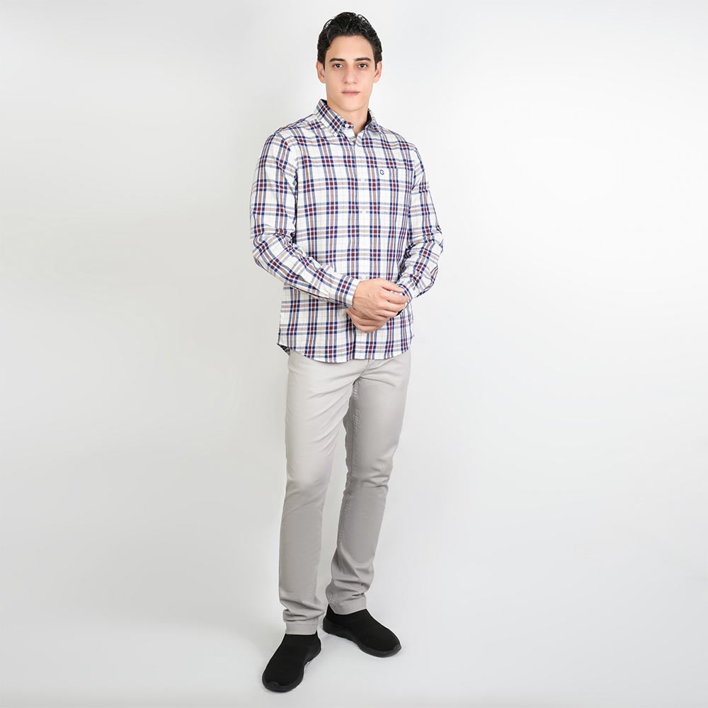 Men's Washed Cotton Band Collar Shirt