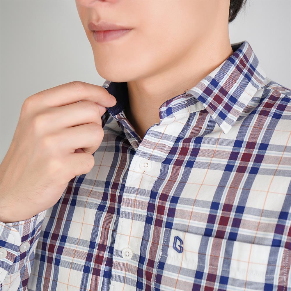 Men's Washed Cotton Band Collar Shirt