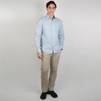 Men's Washed Cotton Band Collar Shirt